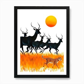 Cheetah And Antelope Art Print