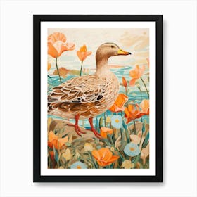 Mallard Duck Detailed Bird Painting Art Print