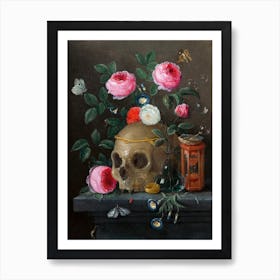 Vanitas Skull And Rose Still Life; Jan Van Kessel Art Print