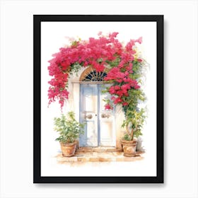 Mallorca, Spain   Mediterranean Doors Watercolour Painting 2 Art Print