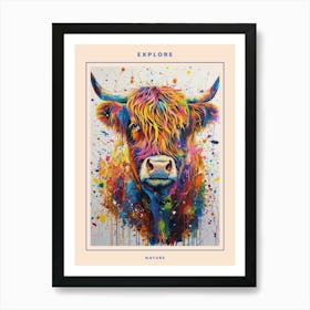 Hairy Cow Colourful Painting Poster Art Print