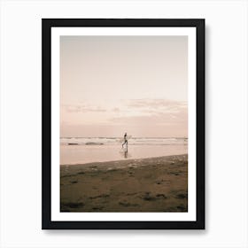 Surfer On Sunset Beach Art Print