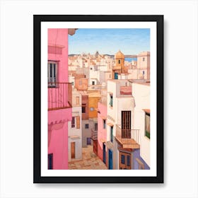 Tangier Morocco 6 Vintage Pink Travel Illustration Art Print