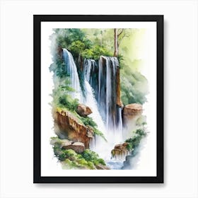 Marojejy National Park Waterfall, Madagascar Water Colour  (1) Art Print