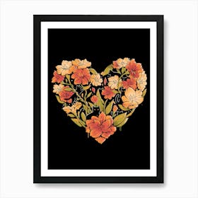 Wild Heart - Cute Flowers Cat Gift Art Print