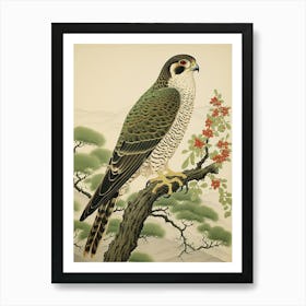 Ohara Koson Inspired Bird Painting Falcon 4 Art Print