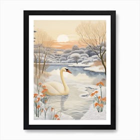 Winter Bird Painting Swan 3 Art Print