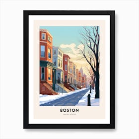 Vintage Winter Travel Poster Boston Usa 2 Art Print