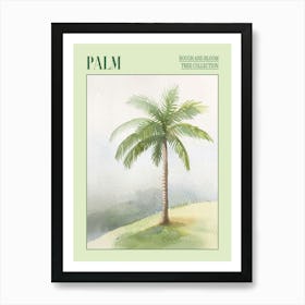 Palm Tree Atmospheric Watercolour Painting 1 Poster Art Print