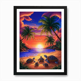 Turtles On The Beach 1 Art Print