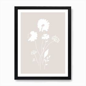 Skandi Flower Bouquet Beige Art Print