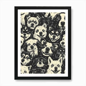 Perfectly Repeatable Artwork With Cute Dog Faces 20 Art Print