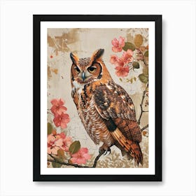 African Wood Owl Japanese Painting 6 Art Print