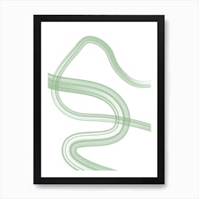 Green Wavy Lines Art Print