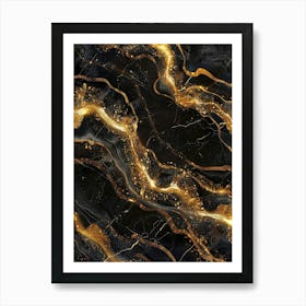 Gold And Black Marble Background Art Print