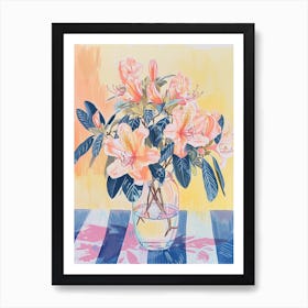 Azalea Flowers On A Table   Contemporary Illustration 1 Art Print