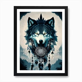 Dreamcatcher Wolf 6 Art Print