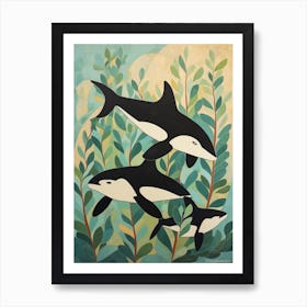 Matisse Style Orca Whales 3 Art Print