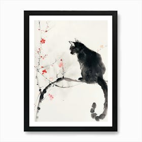 Cat On A Branch Art Print