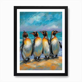 African Penguin Paradise Harbor Oil Painting 4 Art Print