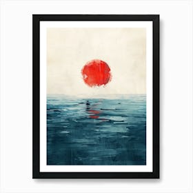 Sunset Over The Ocean, Minimalism 1 Art Print