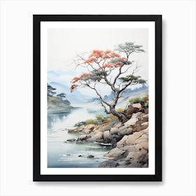 San In Coast In Tottori, Japanese Brush Painting, Ukiyo E, Minimal 3 Art Print