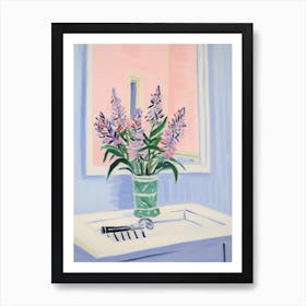 A Vase With Bleeding Heart, Flower Bouquet 3 Art Print