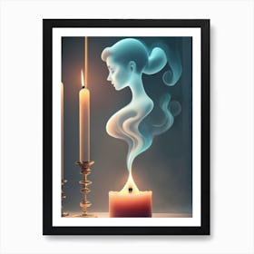 Woman With Candles Art Print