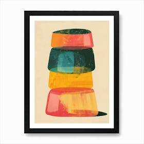 Stacked Colourful Jelly Beige Illustration 2 Art Print