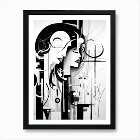 Enigmatic Encounter Abstract Black And White 7 Art Print