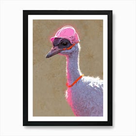 A Ostrich With A Helmet Ready To Race 2 Art Print