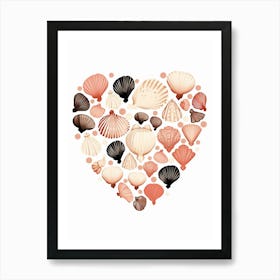 Cream Detailed Shell Heart Illustration 1 Art Print