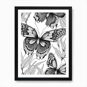 Black Swallowtail Butterfly William Morris Inspired 1 Art Print