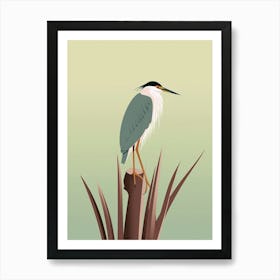 Minimalist Green Heron 3 Illustration Art Print