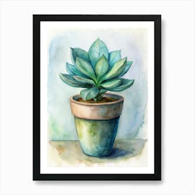 Succulent Plant Watercolor Painting Art Print