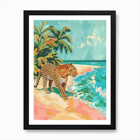 Leopard On The Beach Art Print