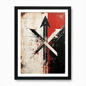 Abstract Grunge Aesthetic Featuring Dirty Black And Grimy White Lines As Symbols Of Time And Progres Art Print