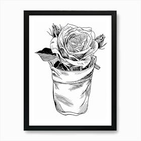 Rose In A Pocket Line Drawing 2 Art Print