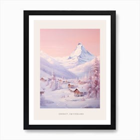 Dreamy Winter Painting Poster Zermatt Switzerland 2 Art Print