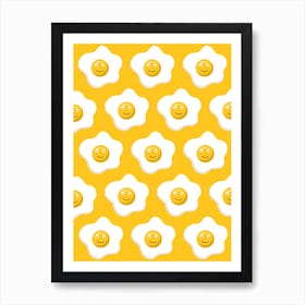 Yellow Smiley Eggs Art Print
