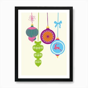 Mid Century Modern Christmas Baubles 3 Art Print