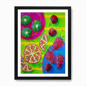 Kiwi Fruit, Oranges, Cherries And Strawberries Art Print