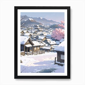Japanese Snowy Village Art Print