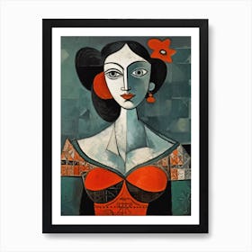 Woman In Red Art Print