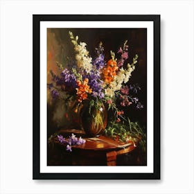 Baroque Floral Still Life Larkspur 3 Art Print