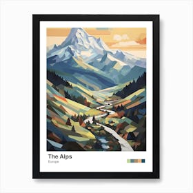 The Alps   Geometric Vector Illustration 1 Poster Art Print