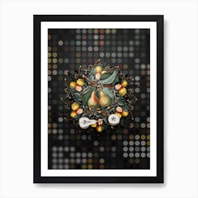 Vintage Pear Fruit Wreath on Dot Bokeh Pattern n.0059 Art Print