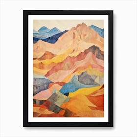 Toubkal Morocco 2 Colourful Mountain Illustration Art Print