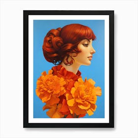 Woman With Flowers 2 Art Print