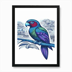 Snickers Parrot On A Branch Art Print